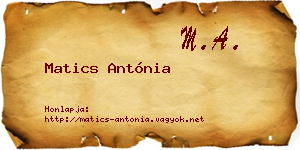 Matics Antónia névjegykártya